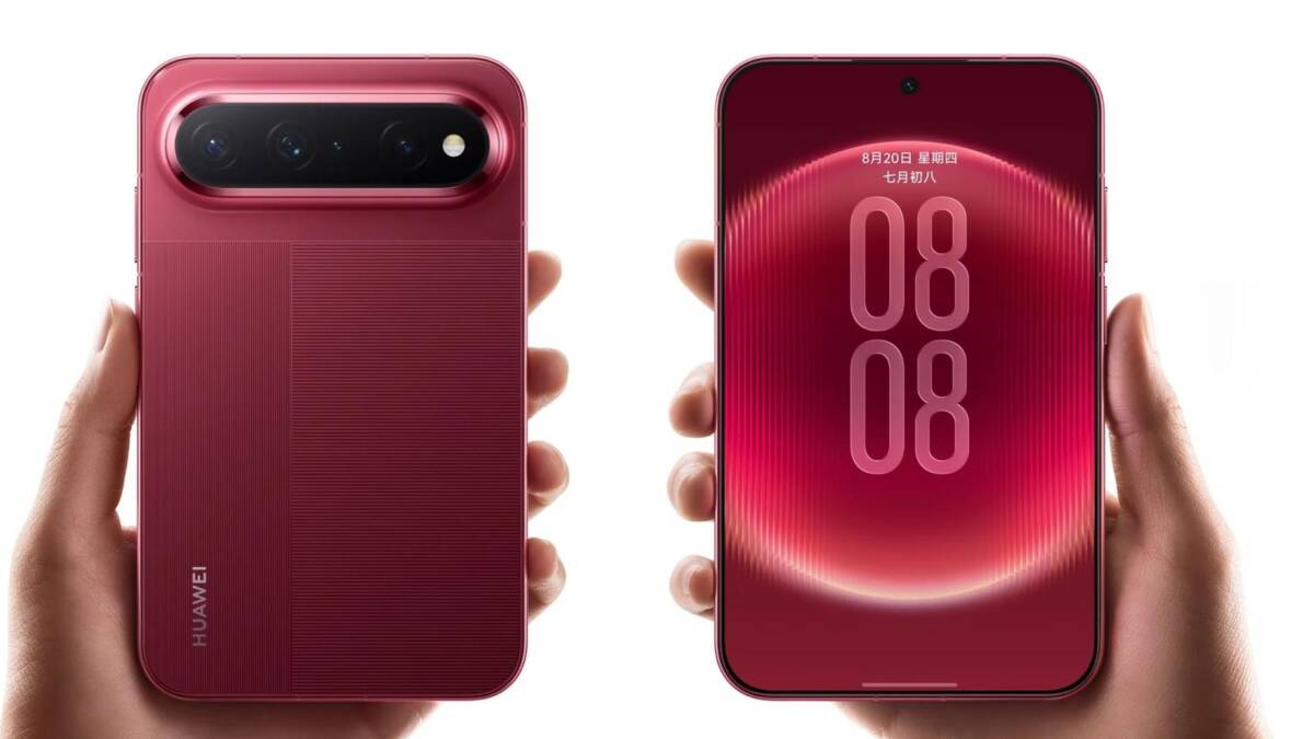 Смартфон Huawei Pura X View с красным корпусом и большим дисплеем