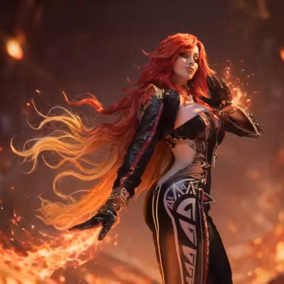 Пылающий косплей Mavuika из Genshin Impact Lady Melamori