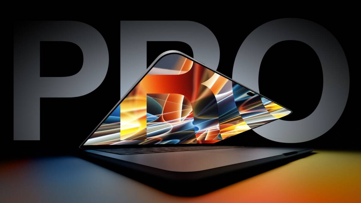 Сенсорный MacBook Pro OLED экран открыт дизайн