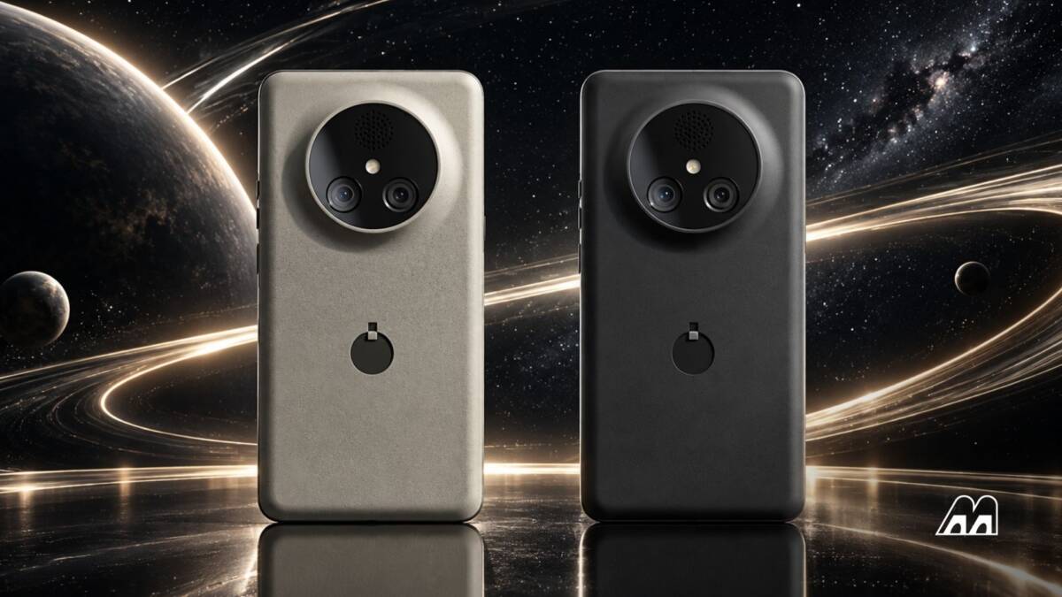 Два смартфона NexPhone на космическом фоне