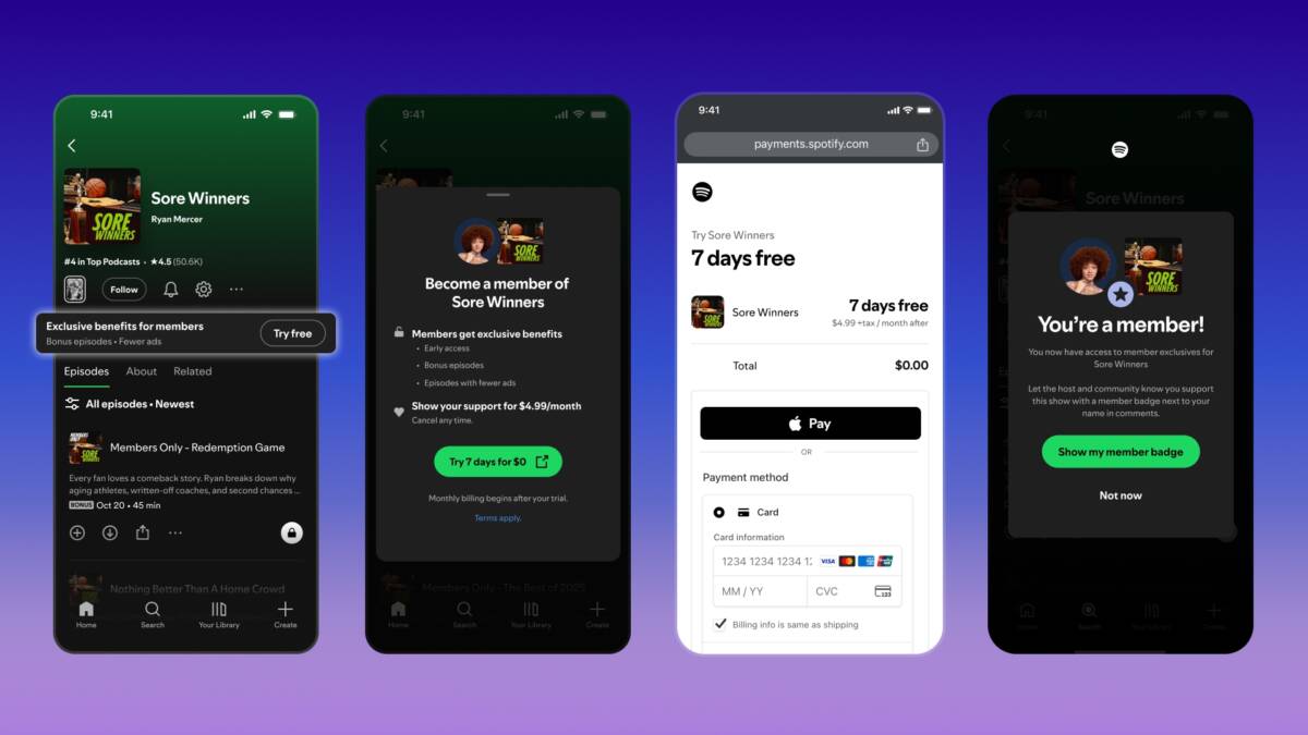 Мобильное приложение Spotify подписка на подкасты в 34 странах