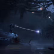 Войска с лазерным оружием сражаются в лесу в игре Squadron 42