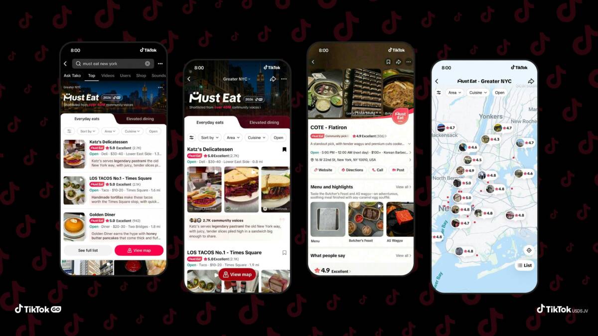 TikTok запустил гид по ресторанам Must Eat на основе 40 млн публикаций