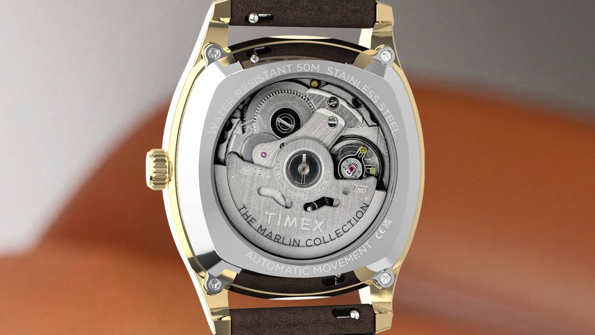 Timex выпустила часы Marlin Chatham с корпусом 36 мм от $289 1 Задняя крышка часов Timex Marlin Chatham механизм виден