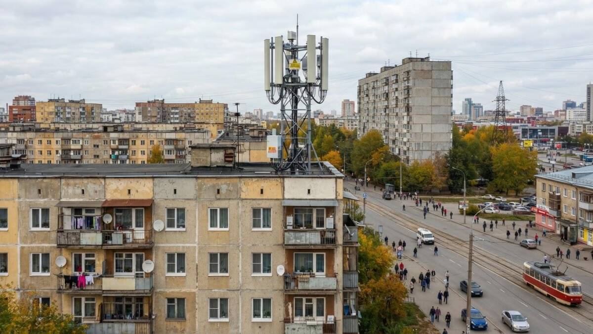 Т2 развернул больше 4 тысяч из 5986 российских базовых станций 5G 3 устойчивый металлический каркас с антеннами и кабелями
