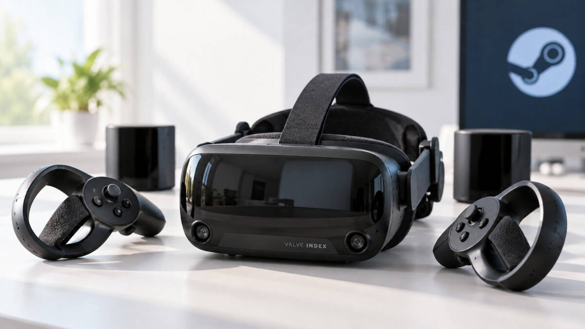 VR-шлем Valve Index и два контроллера для виртуальной реальности