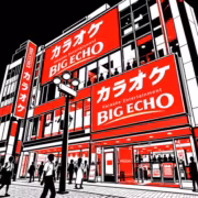 Здания в стиле аниме с большими рекламными экранами Big Echo