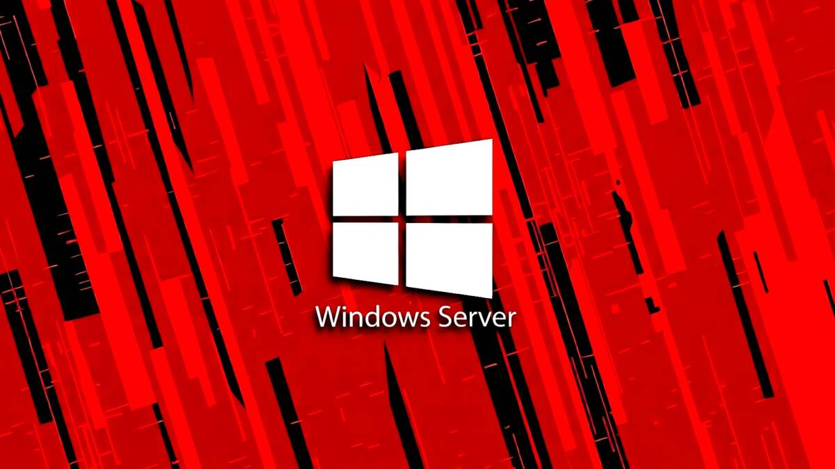 Обновлённый логотип Windows Server 2022 на красном фоне
