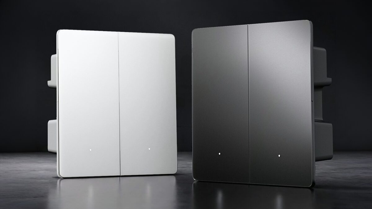 Двойной умный выключатель Xiaomi серебристый и белый цвет