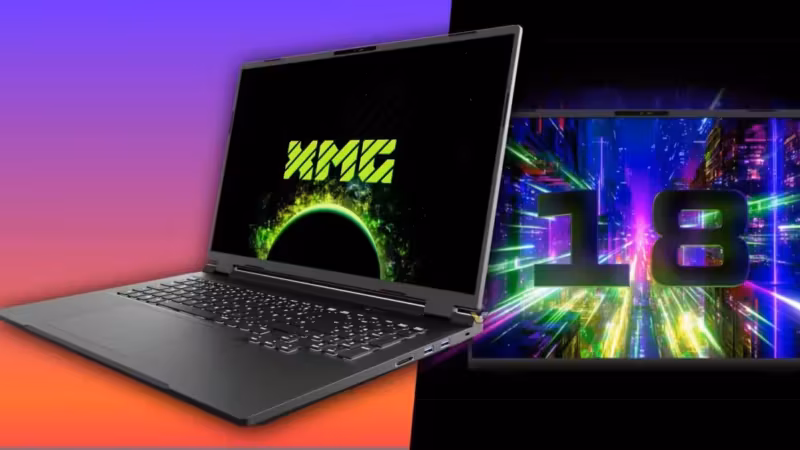 Ноутбук XMG PRO 18 с экраном и клавиатурой
