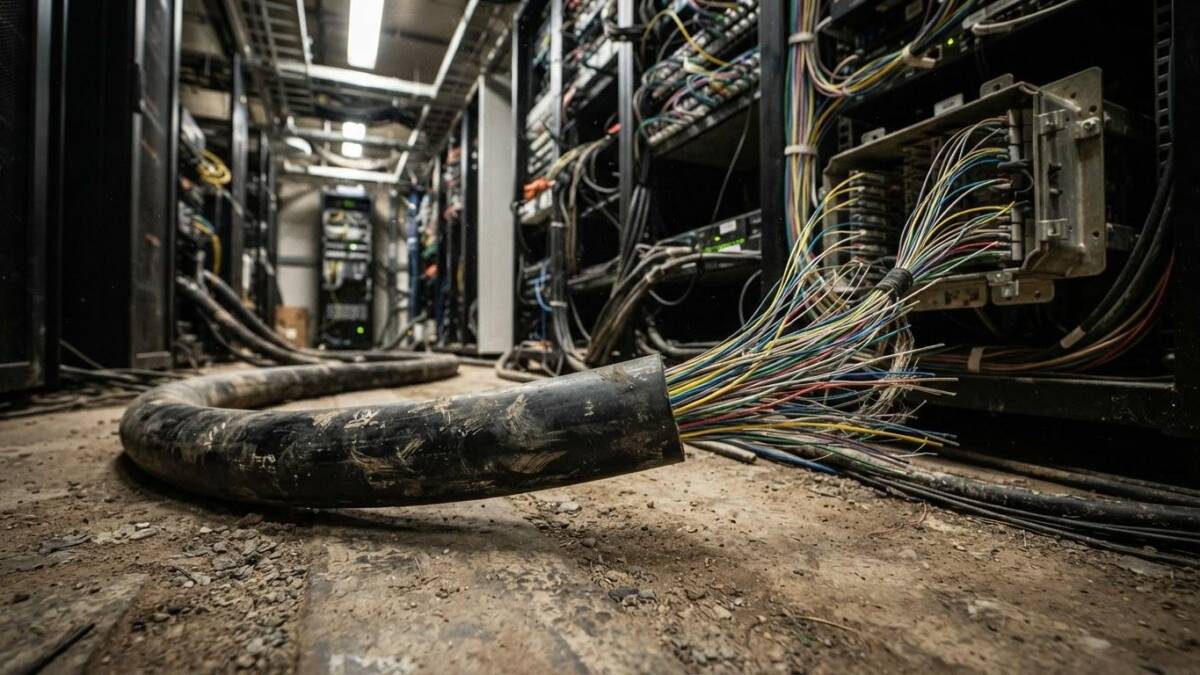 кабель и электрооборудование внутри серверной комнаты ремонт замена оптоволокна Россия